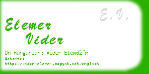 elemer vider business card